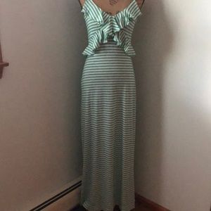 Green striped Maxi Dress